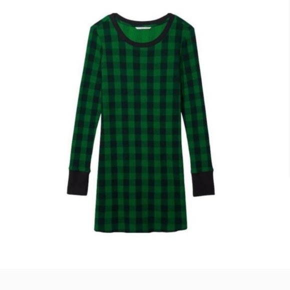 Victoria's Secret Thermal Green Plaid Nightshirt/Nightgown- Size XL - Picture 4 of 8